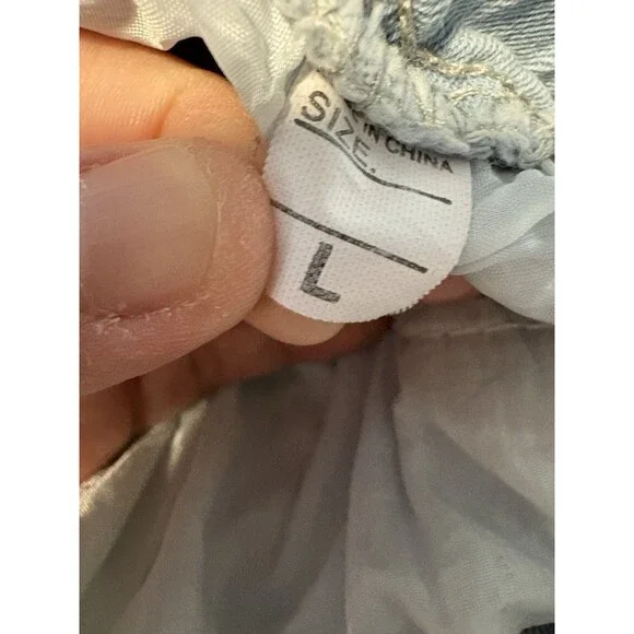 Light Wash Distressed Denim Jogger Jeans-Size Large-Drawstring Waist Streetwear - Picture 3 of 3